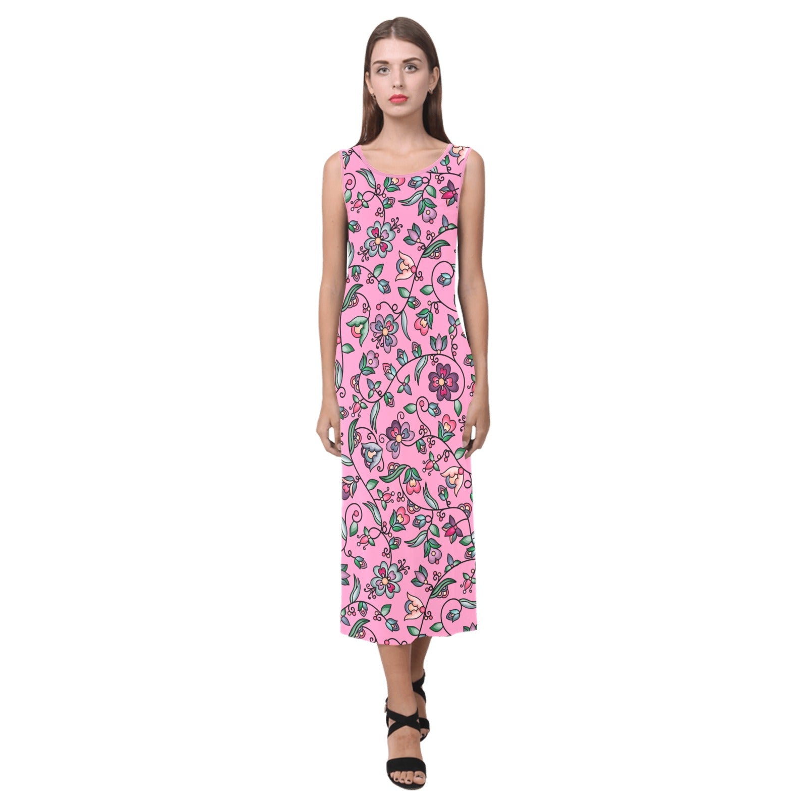 Amber Evening Garland Pink Phaedra Sleeveless Open Fork Long Dress