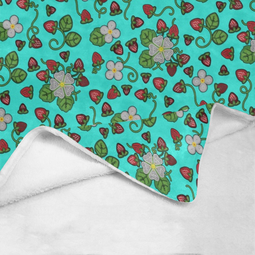 Strawberry Dreams Turquoise Ultra-Soft Micro Fleece Blanket 40"x50"