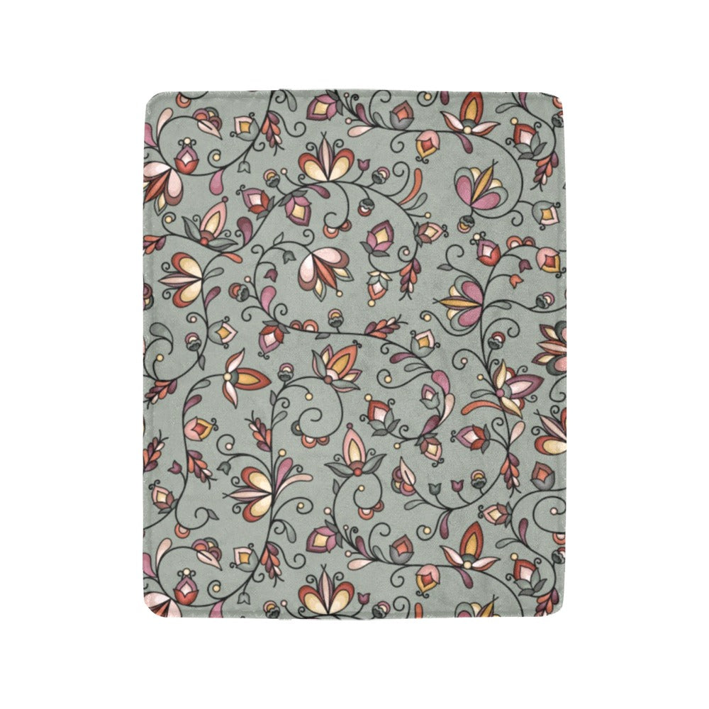 Burnt Sky Petals Green Ultra-Soft Micro Fleece Blanket 40"x50"