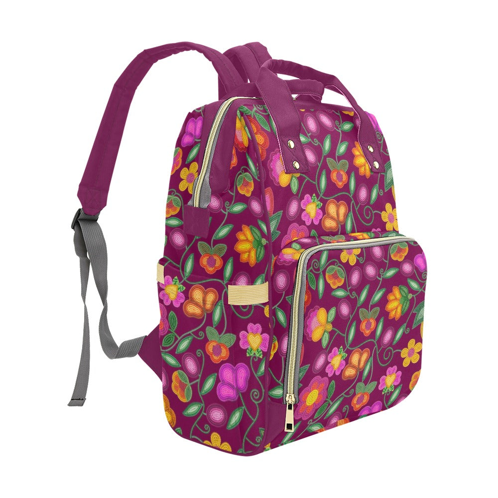 Boreal Bounty Dark Magenta Multi-Function Diaper Backpack/Diaper Bag
