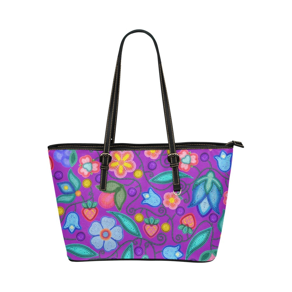 Sweet Offering Purple Leather Tote Bag/Large