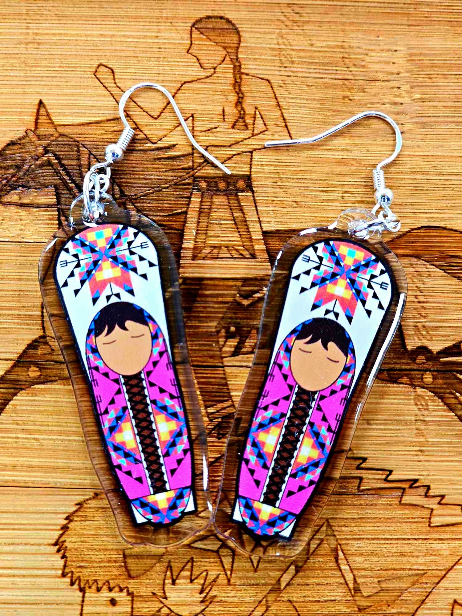 Pink Cradleboard Earrings