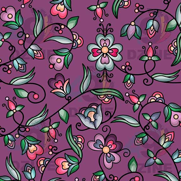 Amber Evening Garland Purple Satin Fabric By the Yard Pre Order