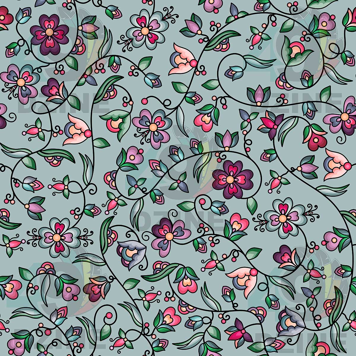 Amber Evening Garland Turquoise 42 Inch Pre Order Cotton Poplin