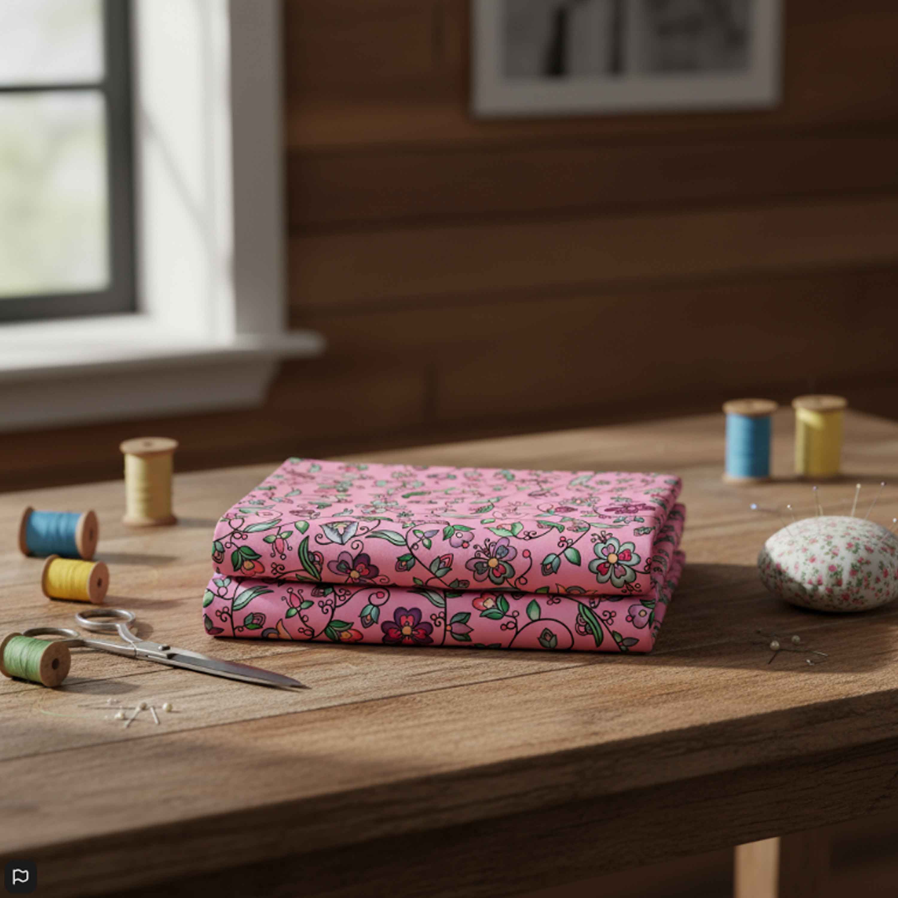 Amber Evening Garland Pink Satin Fabric By the Yard Pre Order