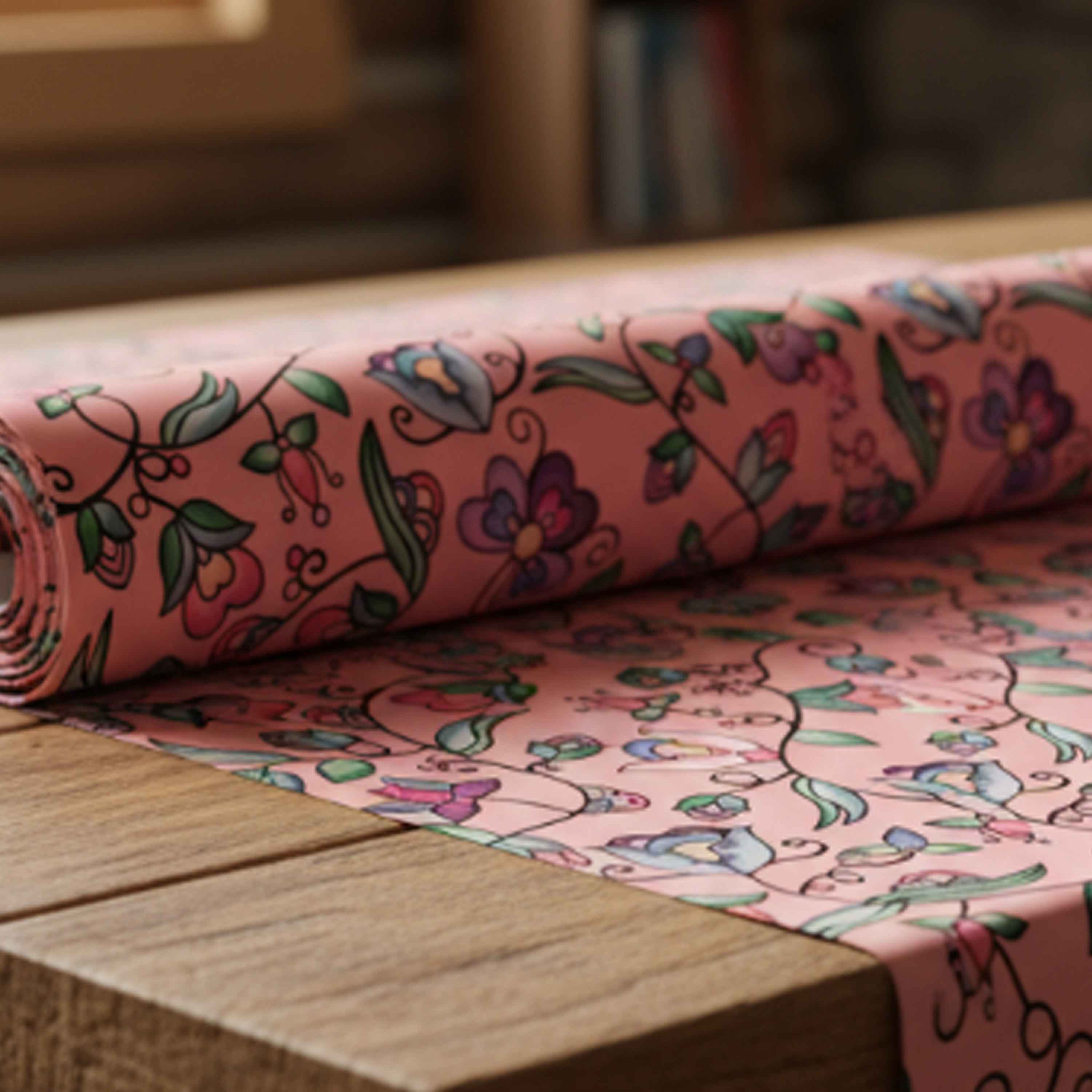 Amber Evening Garland Peach Satin Fabric By the Yard Pre Order