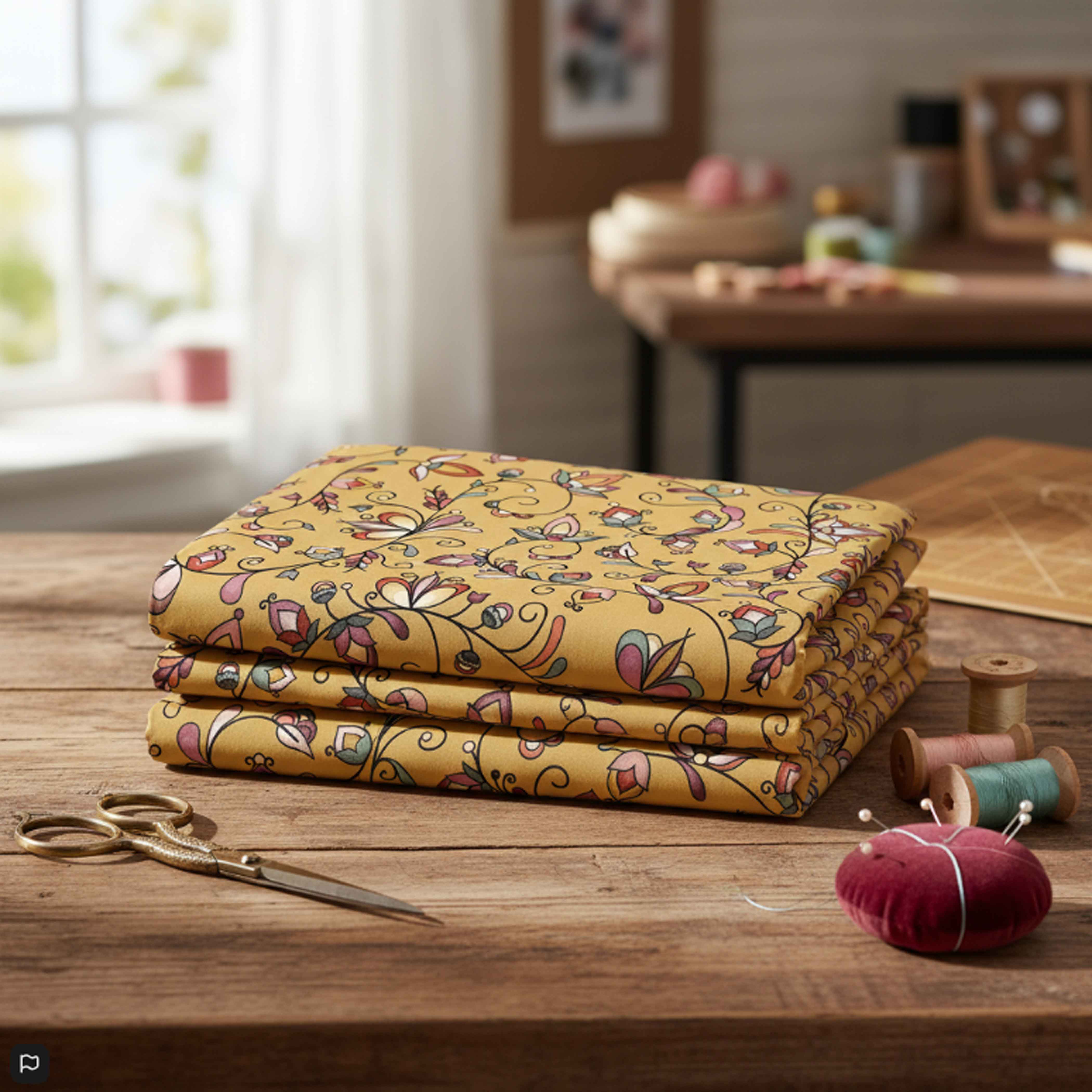 Burnt Sky Petals Gold 42 Inch Cotton Poplin Pre Order