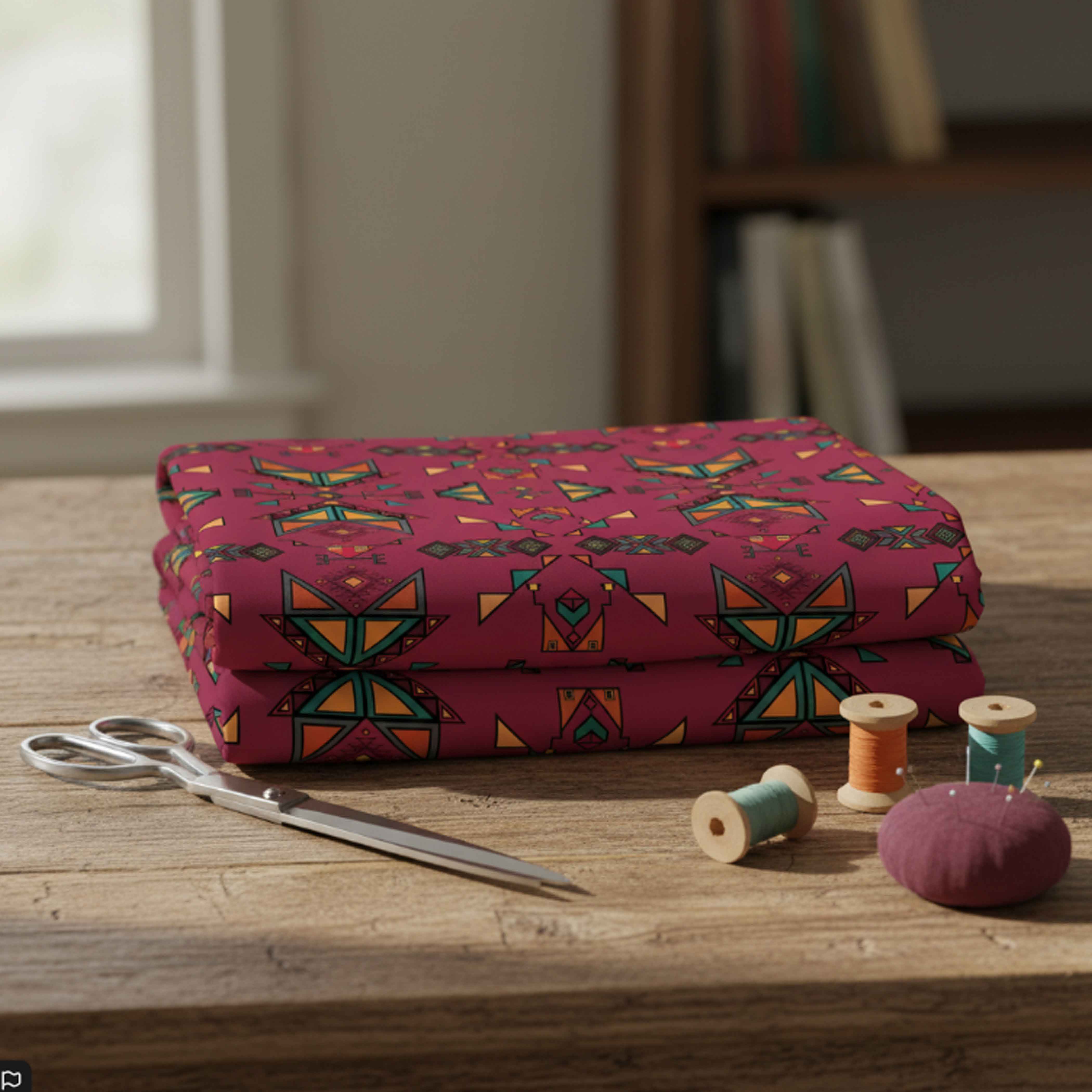 Arrow Dawn Maroon Satin Fabric By the Yard Pre Order