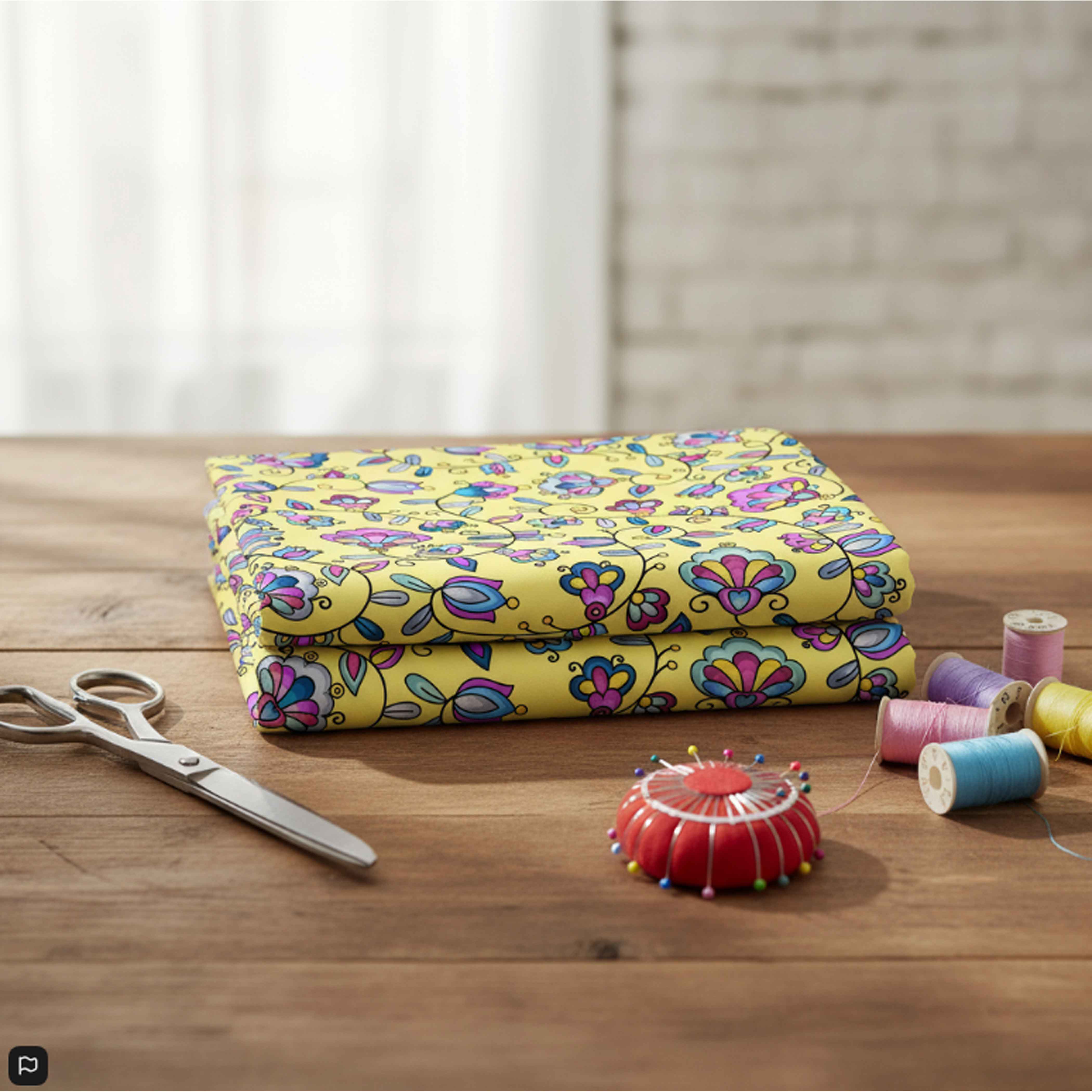 Autumn Bundle Blessing Yellow Satin Fabric By the Yard Pre Order