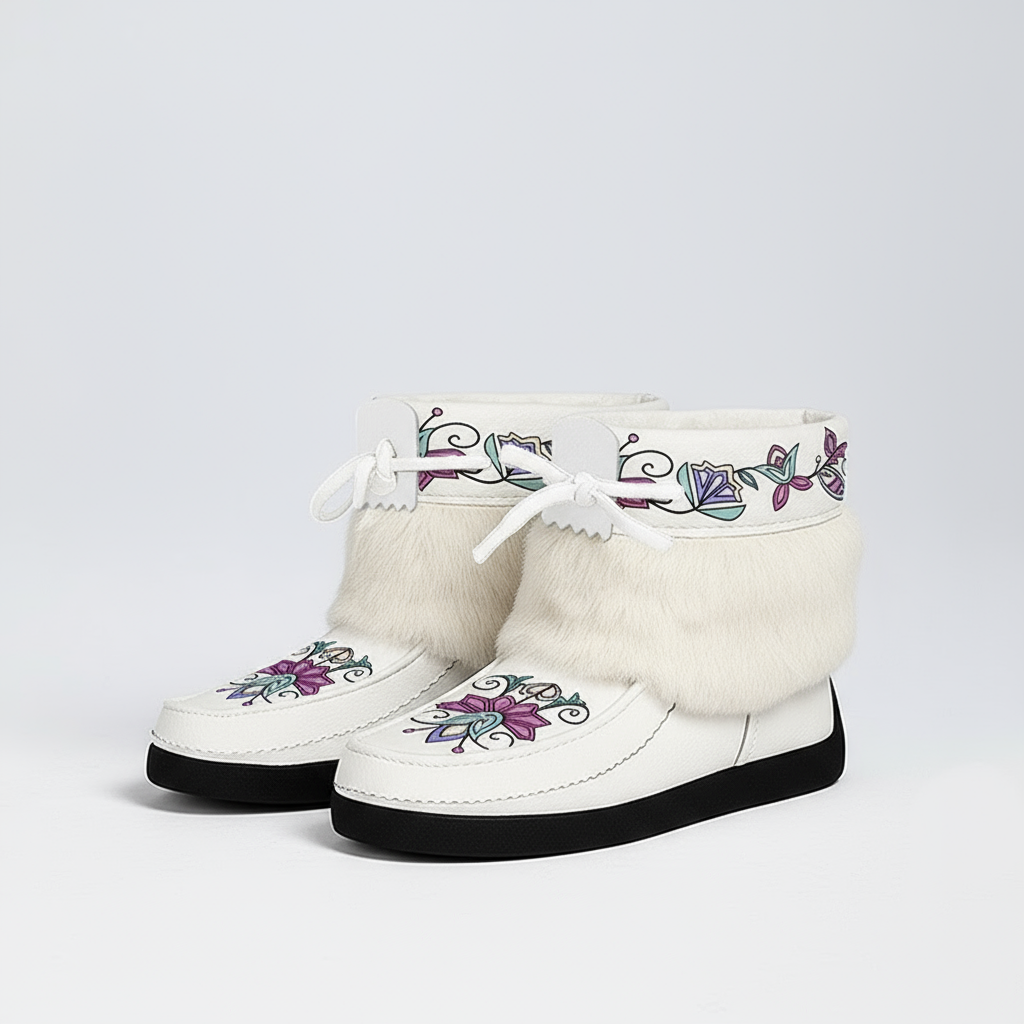 Moonlit Frost Leather MocLux Ankle with Fur