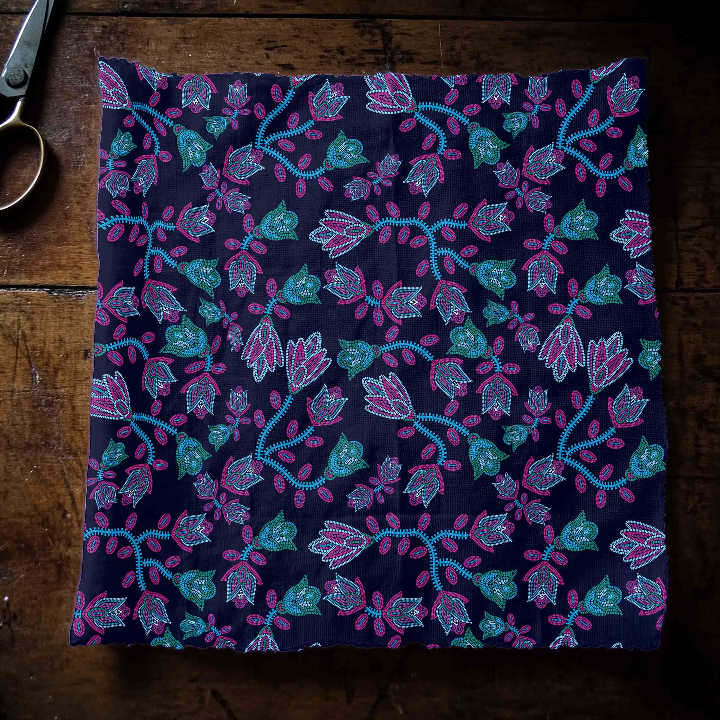 Beaded Blue Nouveau 42 Inch Cotton Poplin Pre Order