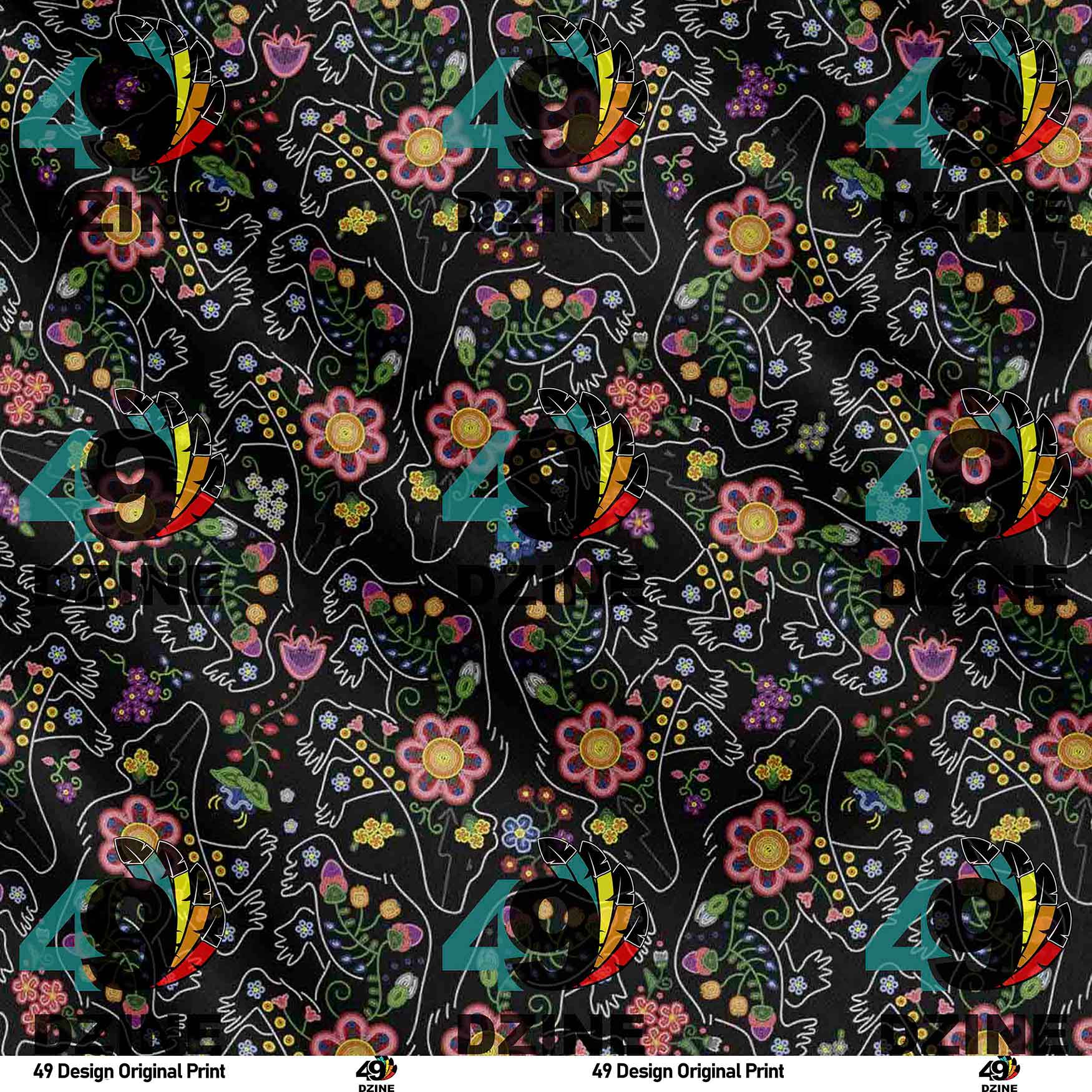Beaded Floral Bear 42 Inch Cotton Poplin Pre Order