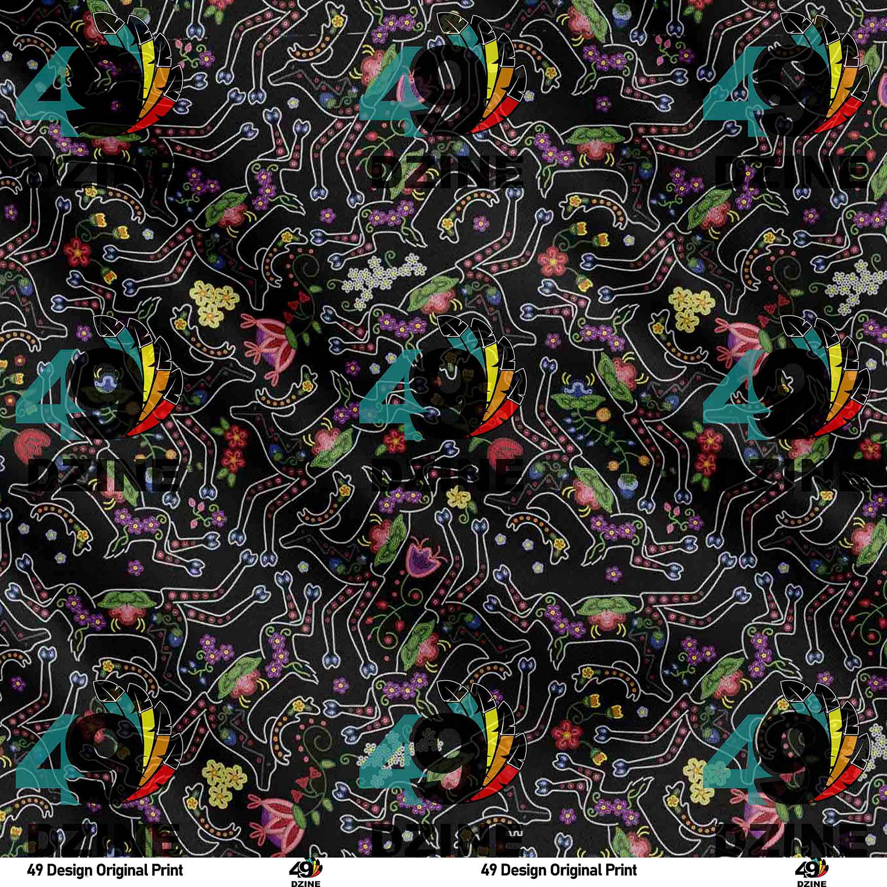 Beaded Floral Deer 42 Inch Cotton Poplin Pre Order