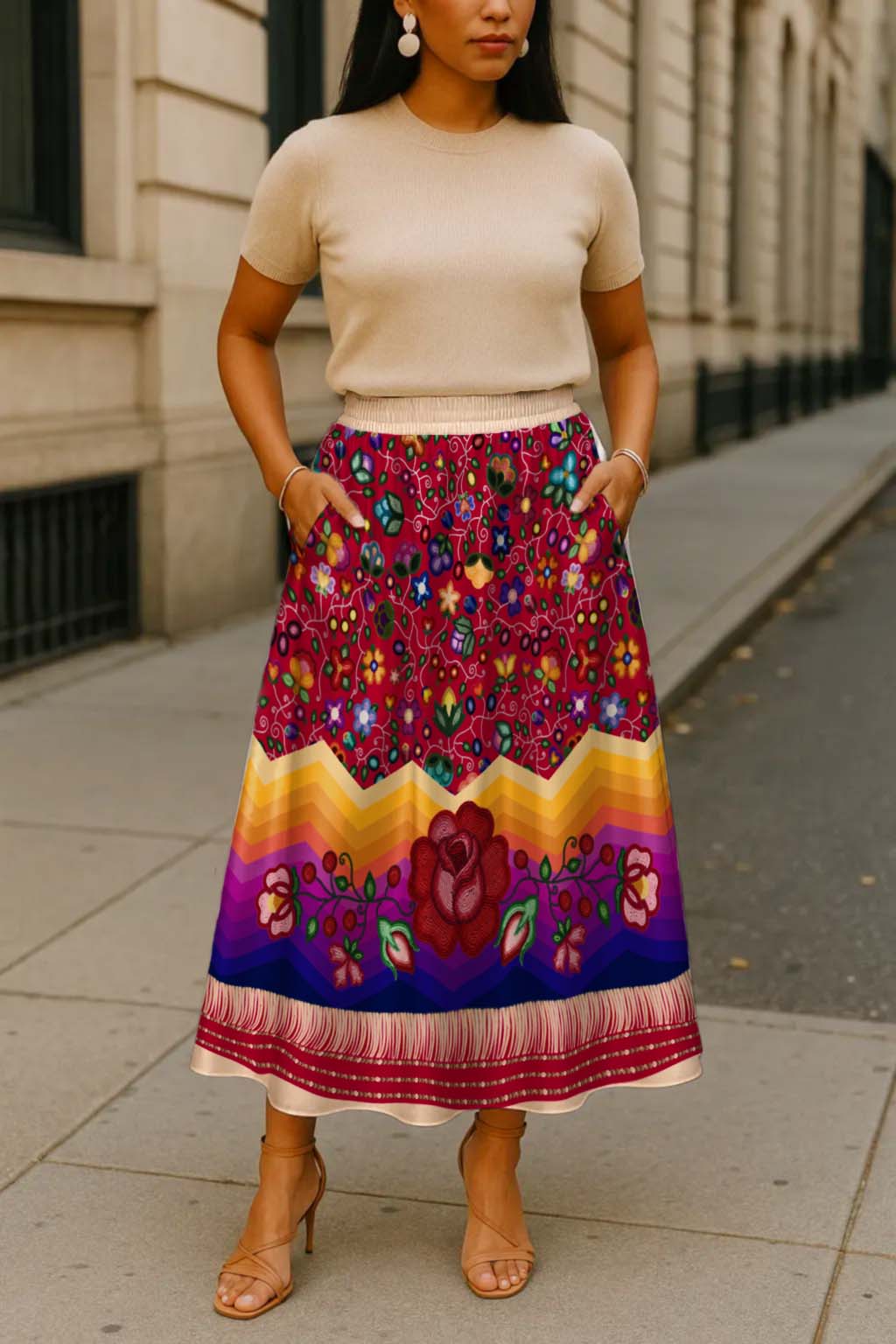 Beaded Offering Cream 3 Skirt