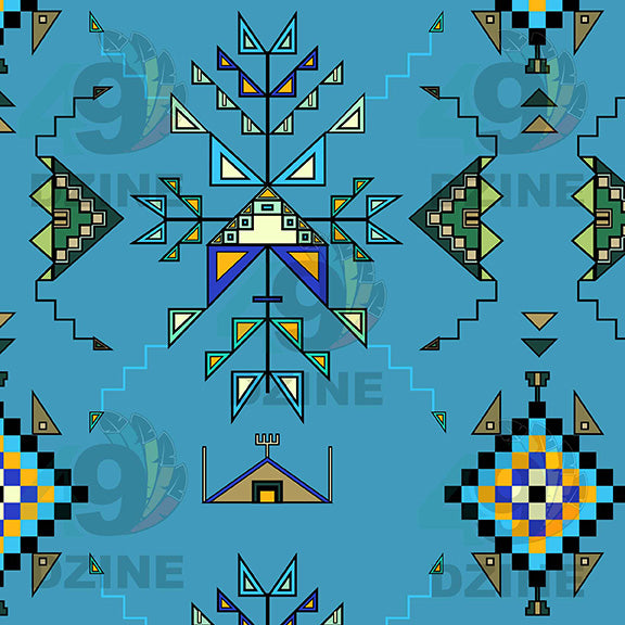 Bear Shield Blue Satin Fabric By the Yard Pre Order