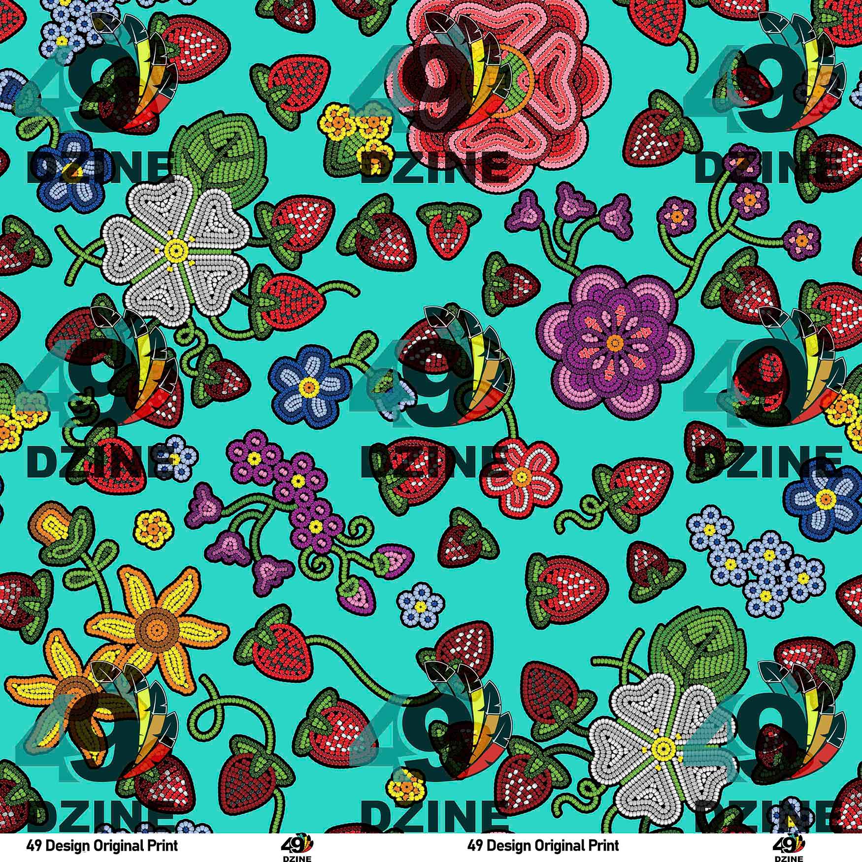 Berry Pop Turquoise Satin Fabric By the Yard Pre Order