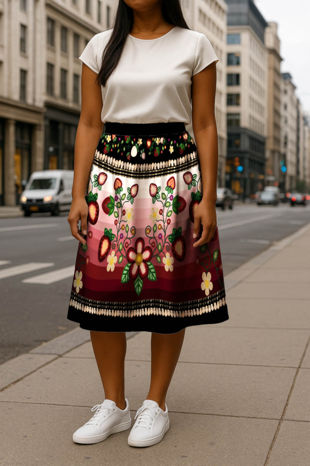 Berry Rites Black 1 Elastic Waist Pocket Midi Skirt