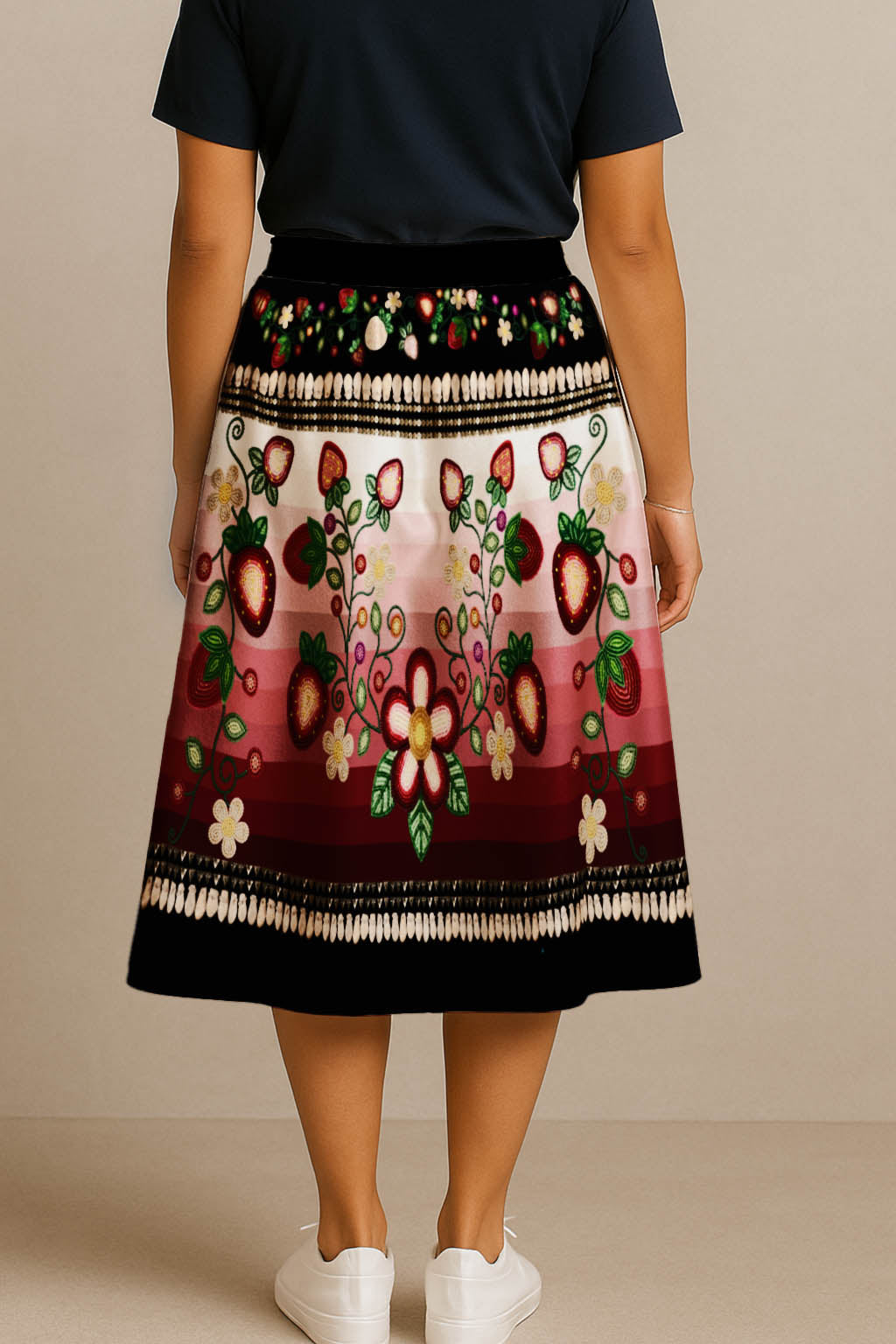 Berry Rites Black 1 Elastic Waist Pocket Midi Skirt