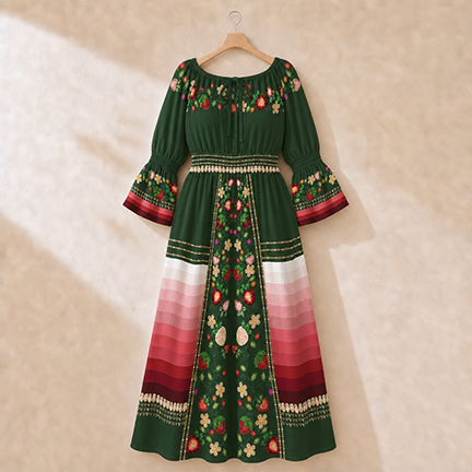 Berry Rites Hunter 3 Smocked Waist Peasant Dress