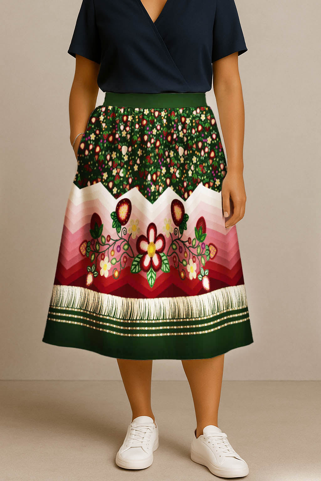 Berry Rites Hunter 3 Elastic Waist Pocket Midi Skirt