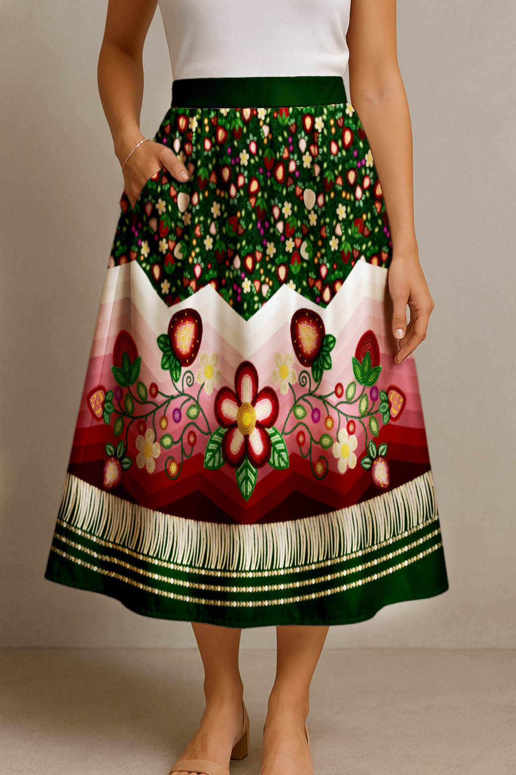 Berry Rites Hunter 3 Elastic Waist Pocket Midi Skirt