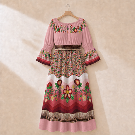 Berry Rites Pink 2 Smocked Waist Peasant Dress