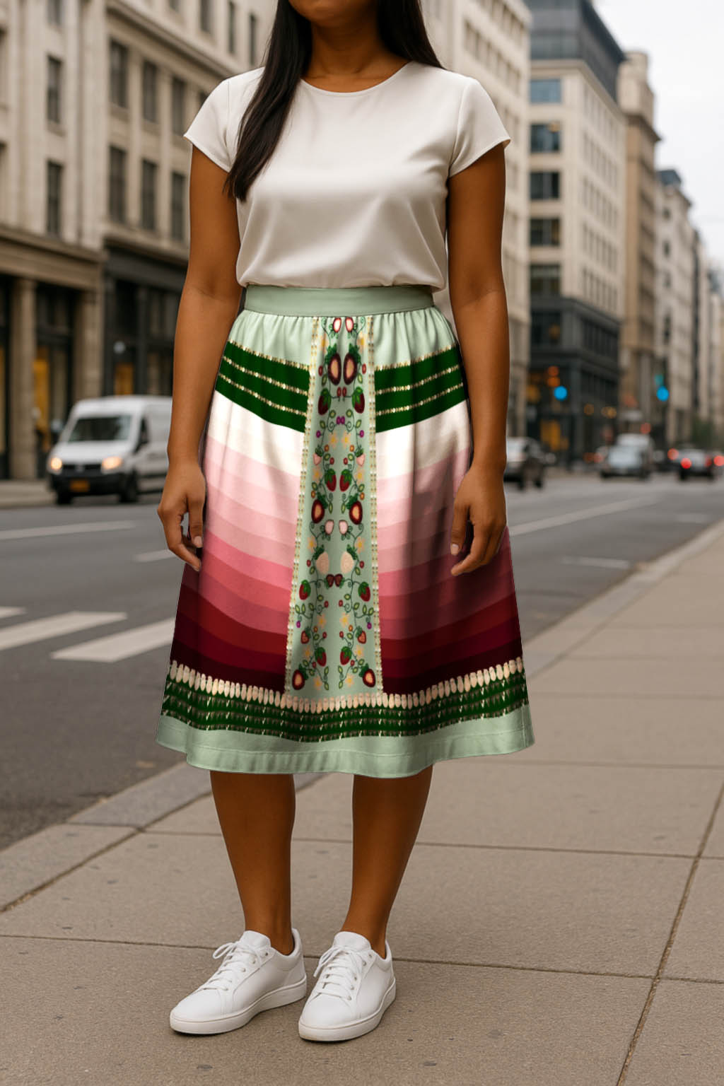 Berry Rites Sage 2 Elastic Waist Pocket Midi Skirt