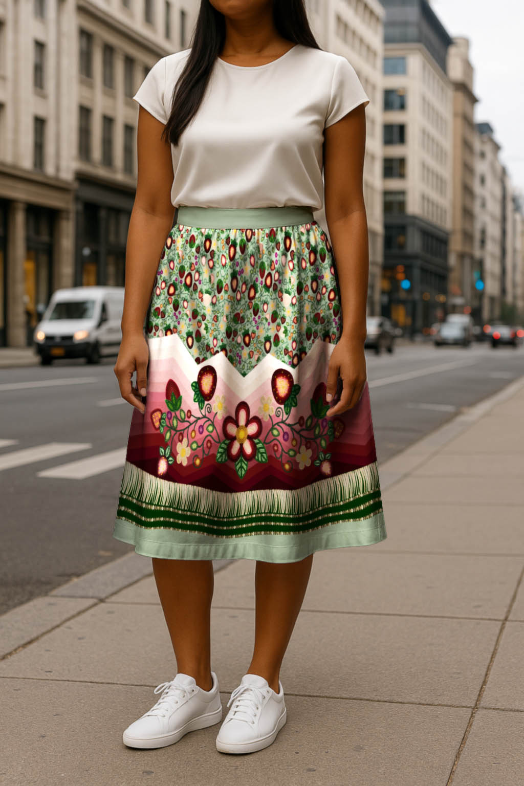 Berry Rites Sage 3 Elastic Waist Pocket Midi Skirt