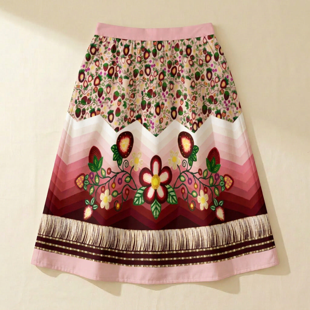 Berry Rites Pink 3 Elastic Waist Pocket Midi Skirt