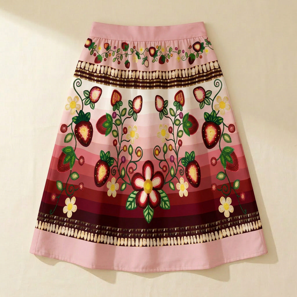 Berry Rites Pink 1 Elastic Waist Pocket Midi Skirt