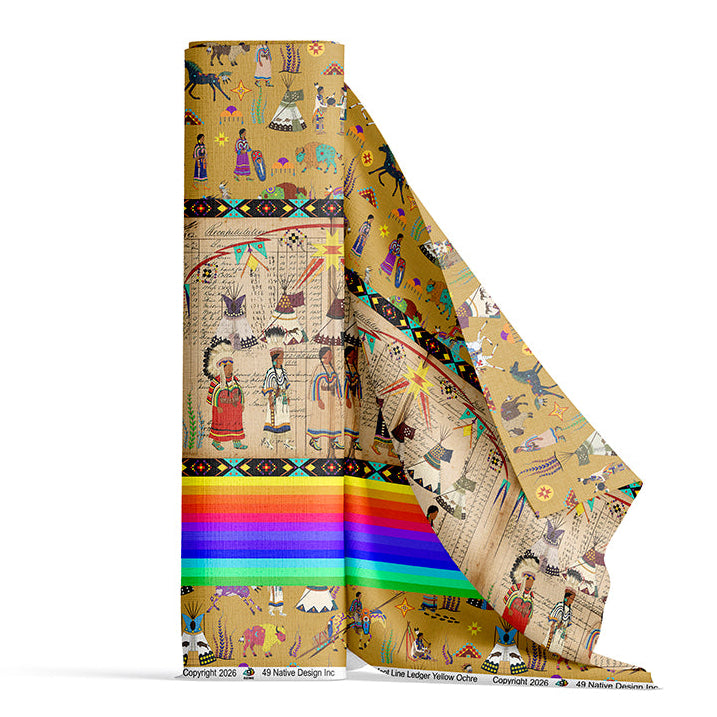 BlackFoot Line Yellow Ochre Satin Fabric By the Yard Pre Order