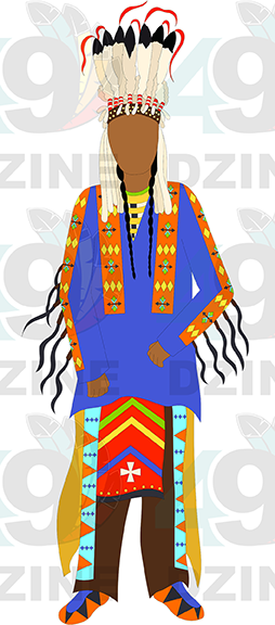 Blackfoot Man in Regalia with Headdress 2 Transfer (Various Sizes)