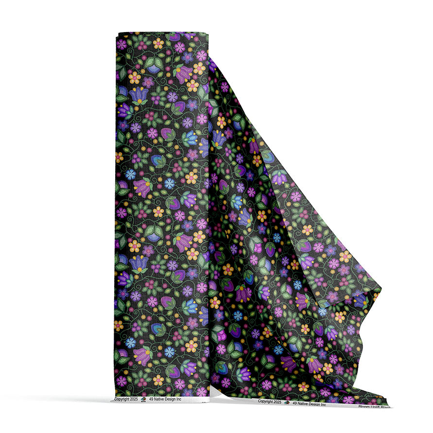 Bloom Uplift Black Satin Fabric By the Yard Pre Order