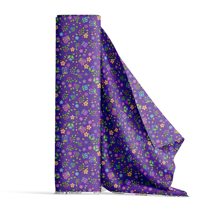 Bloom Uplift Indigo Satin Fabric By the Yard Pre Order