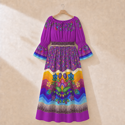Bloom Uplift Purple 1 Smocked Waist Peasant Dress