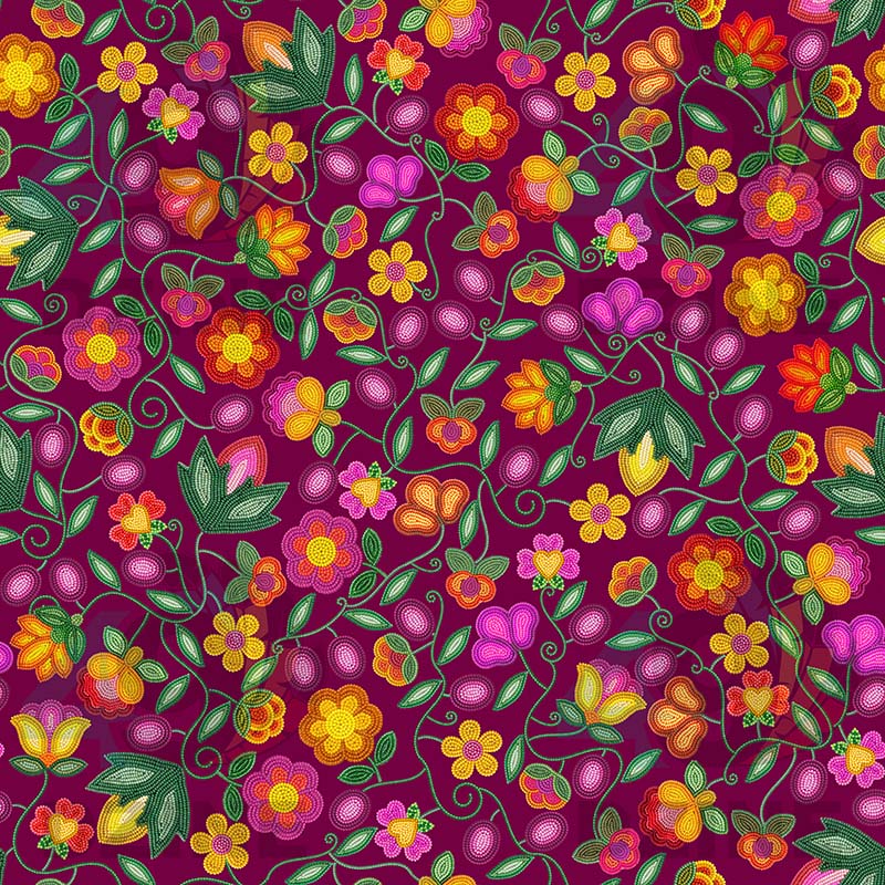 Boreal Bounty Dark Magenta Satin Fabric By the Yard Pre Order