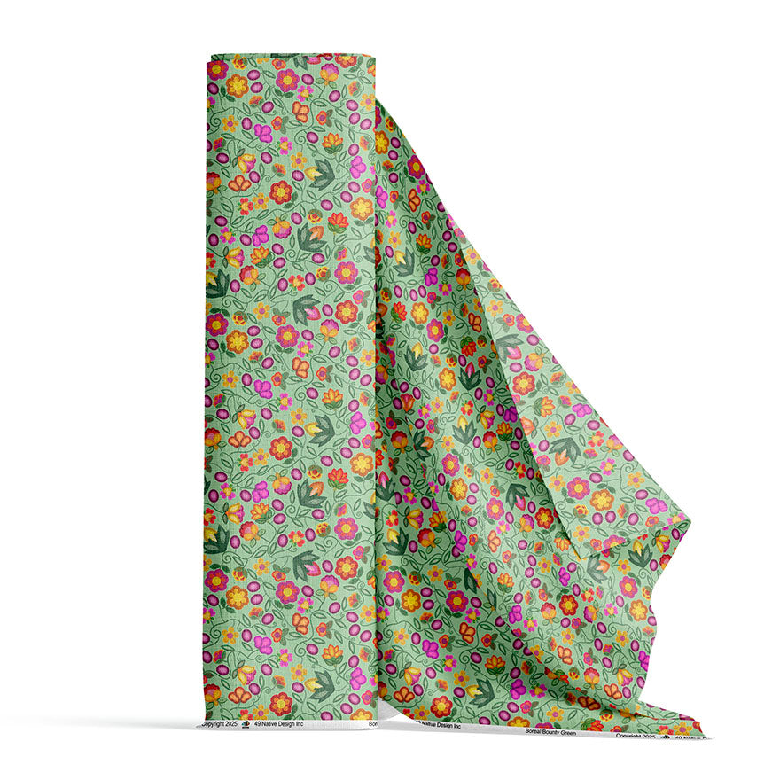 Boreal Bounty Green Satin Fabric By the Yard Pre Order