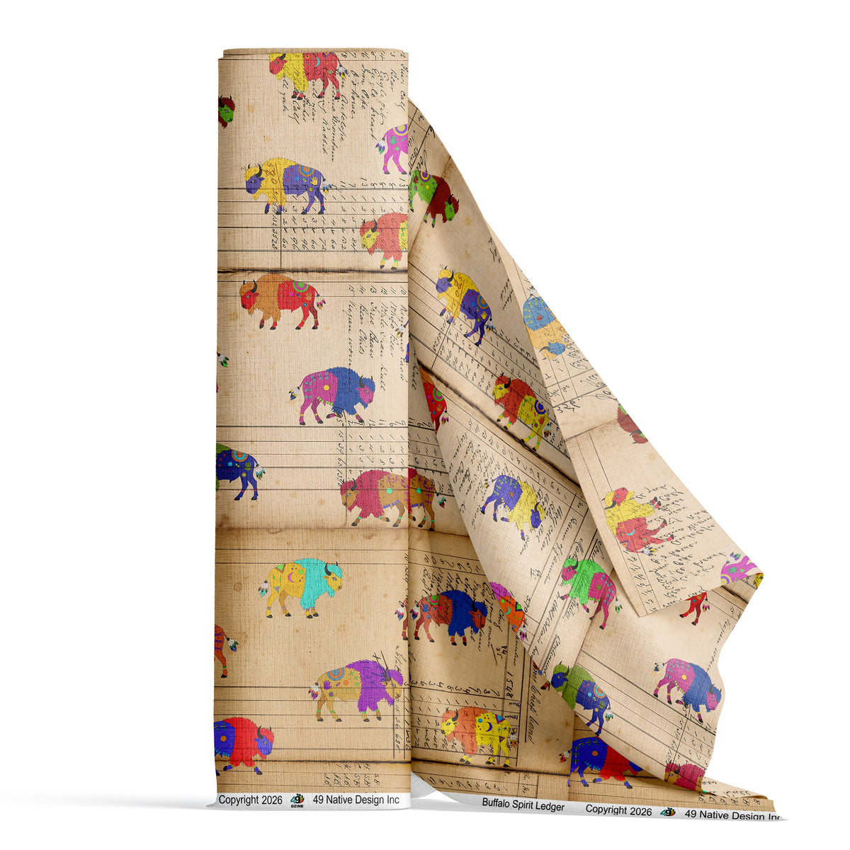 Buffalo Spirit Ledger 42 Inch Cotton Poplin Pre Order