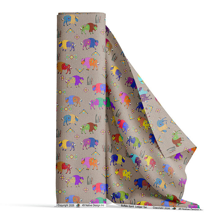 Buffalo Spirit Ledger Tan Satin Fabric By the Yard Pre Order