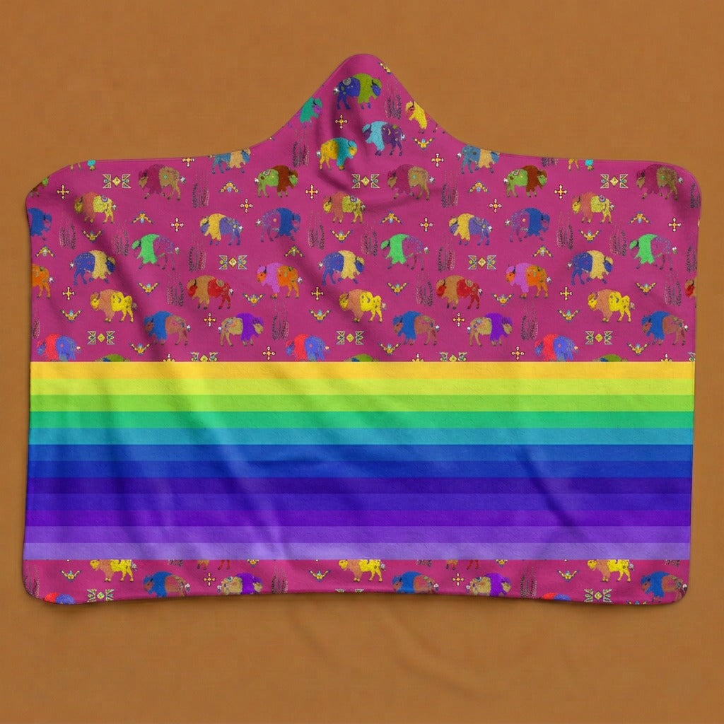 Buffalo Spirit Magenta Hooded Blanket