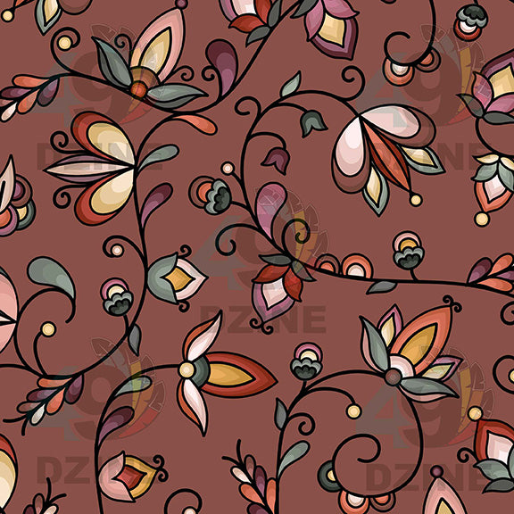 Burnt Sky Petals Brown Satin Fabric By the Yard Pre Order