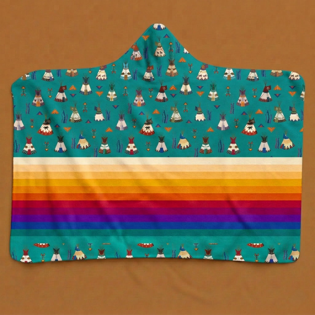 Camp Lodges Teal Hooded Blanket