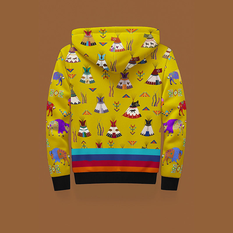 Camp Lodges Mustard Sherpa Hoodie