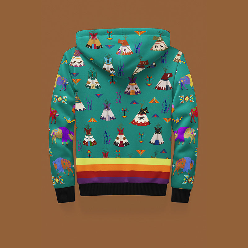 Camp Lodges Teal Sherpa Hoodie