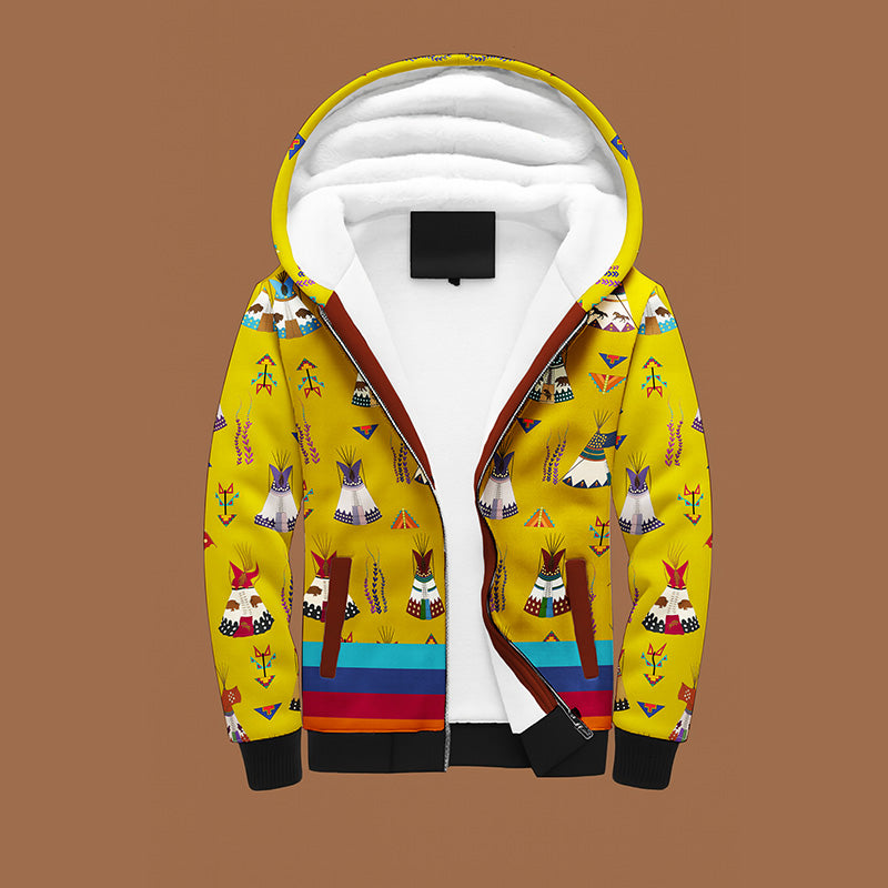 Camp Lodges Mustard Sherpa Hoodie