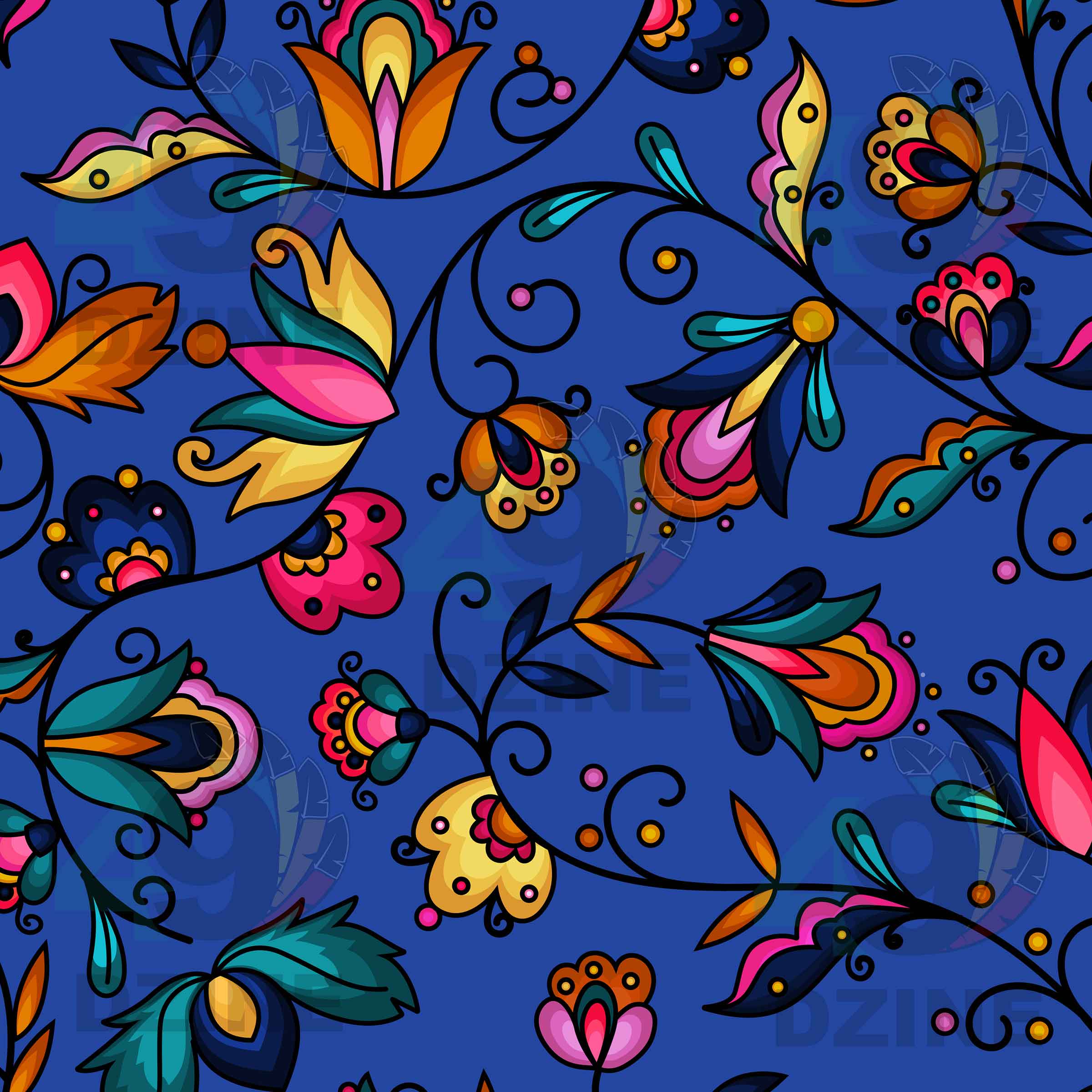 Copper Prairie Petals Blue 42 Inch Cotton Poplin Pre Order