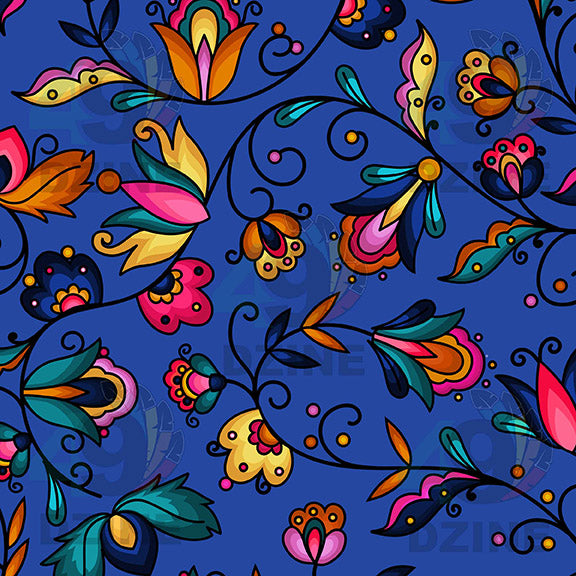 Copper Prairie Petals Blue Satin Fabric By the Yard Pre Order