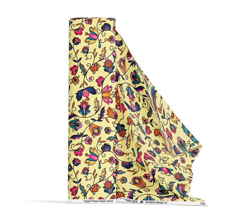 Copper Prairie Petals Yellow 42 Inch Cotton Poplin Pre Order