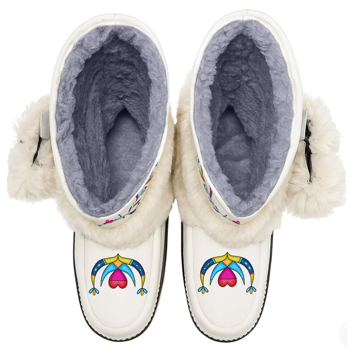 Cradle Creek Radiance White Real Leather MocLux Calf with White Fur