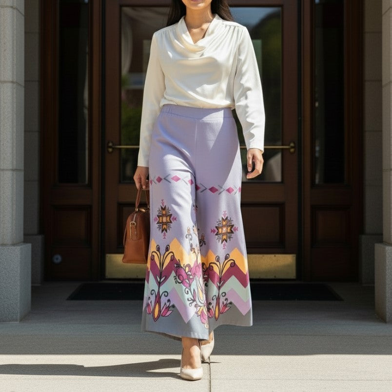 Crimson Drift Petals Ribbon Pant